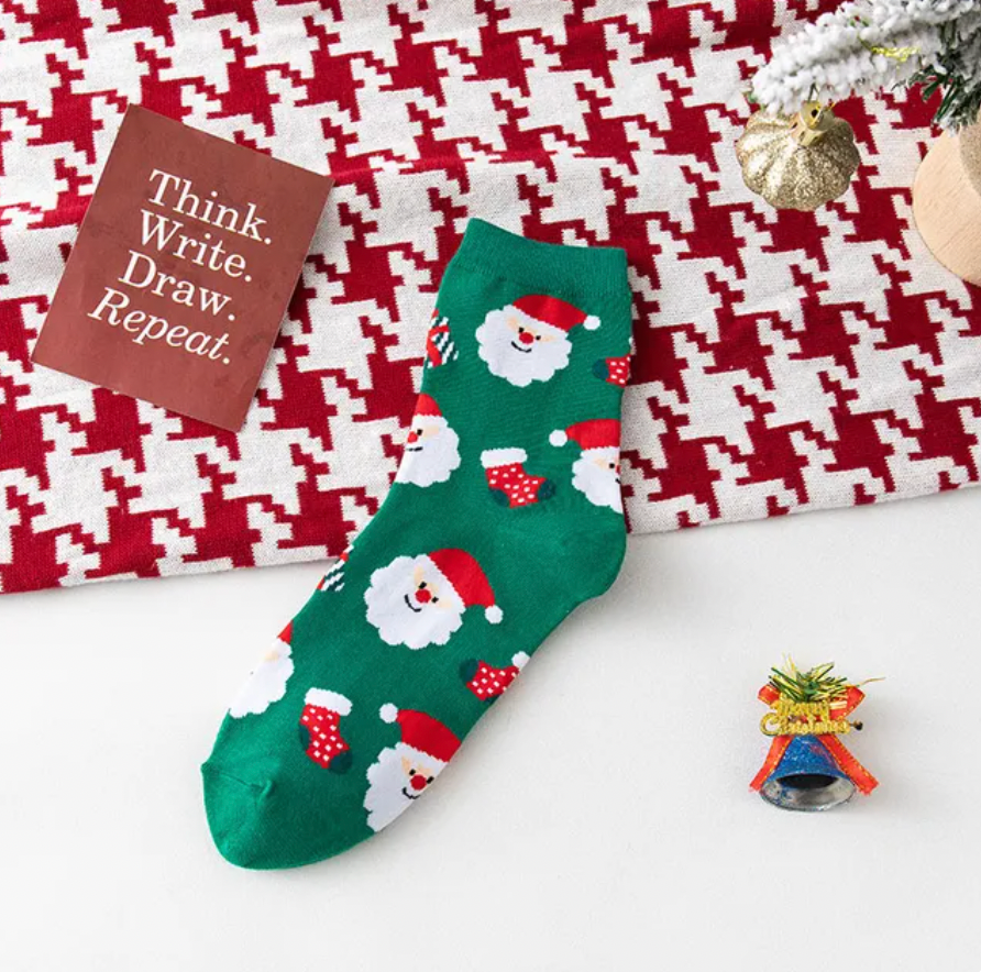 Christmas Print Mid Calf Socks