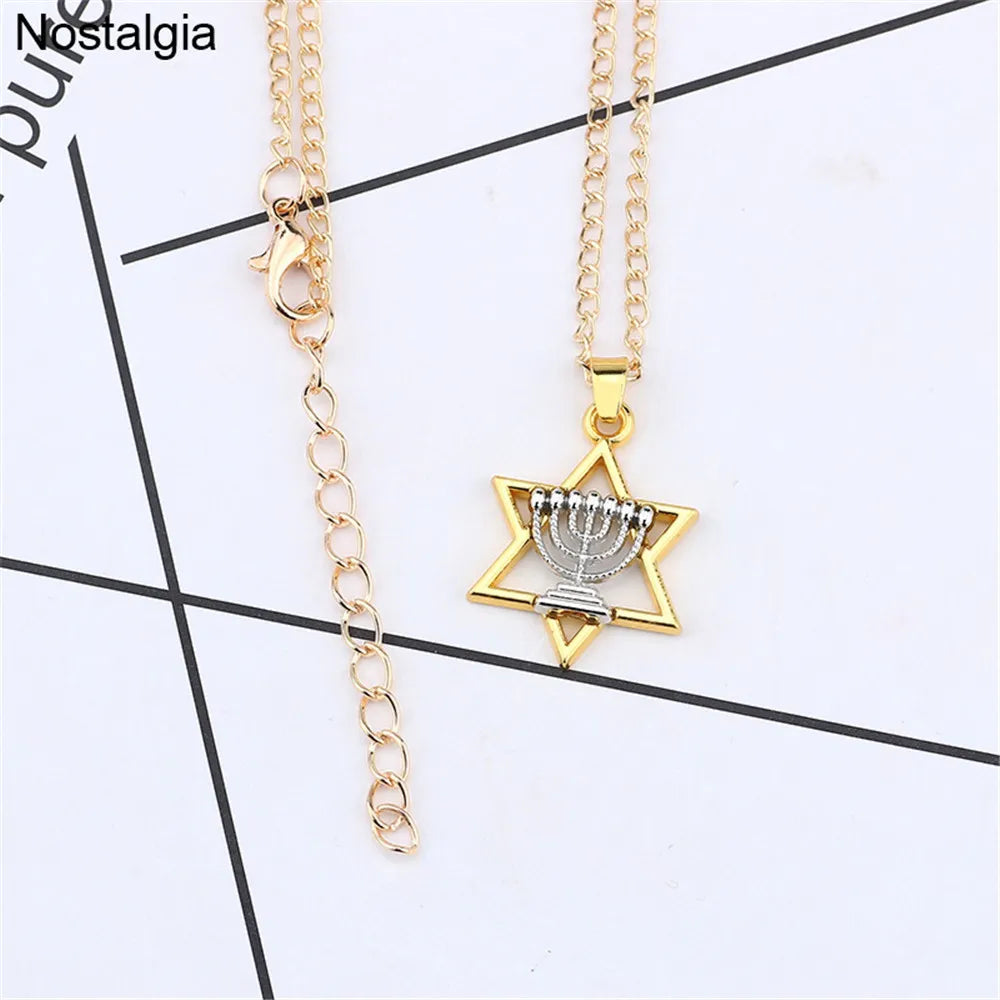 Star Of David Menorah Necklace