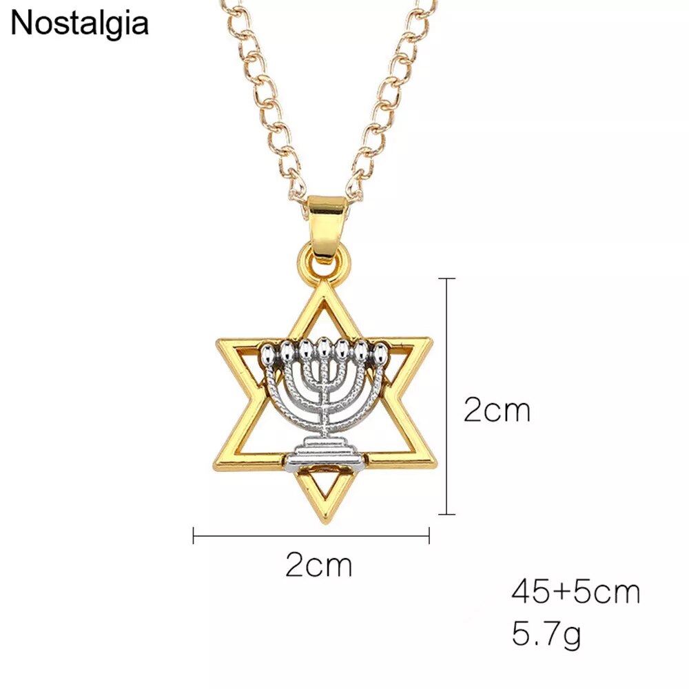 Star Of David Menorah Necklace
