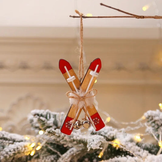 Wooden Ski Ornament