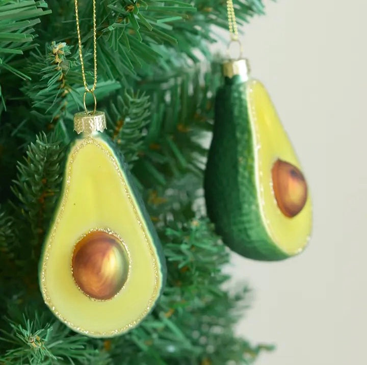 Avocado Glass Christmas Ornament