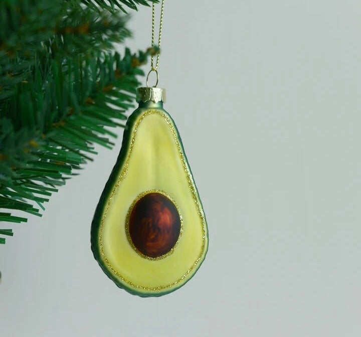 Avocado Glass Christmas Ornament