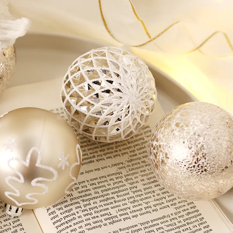 Mixed White Gold Ornament Set