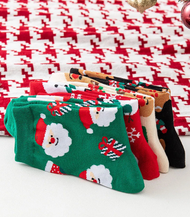 Christmas Print Mid Calf Socks