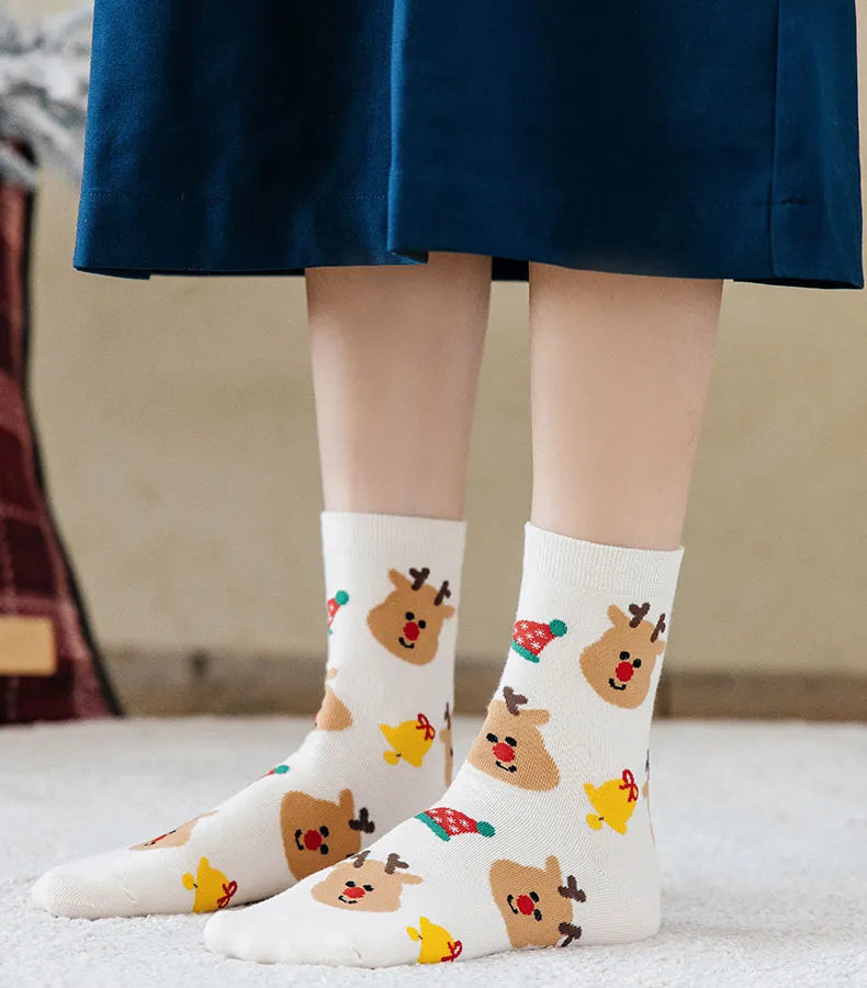 Christmas Print Mid Calf Socks