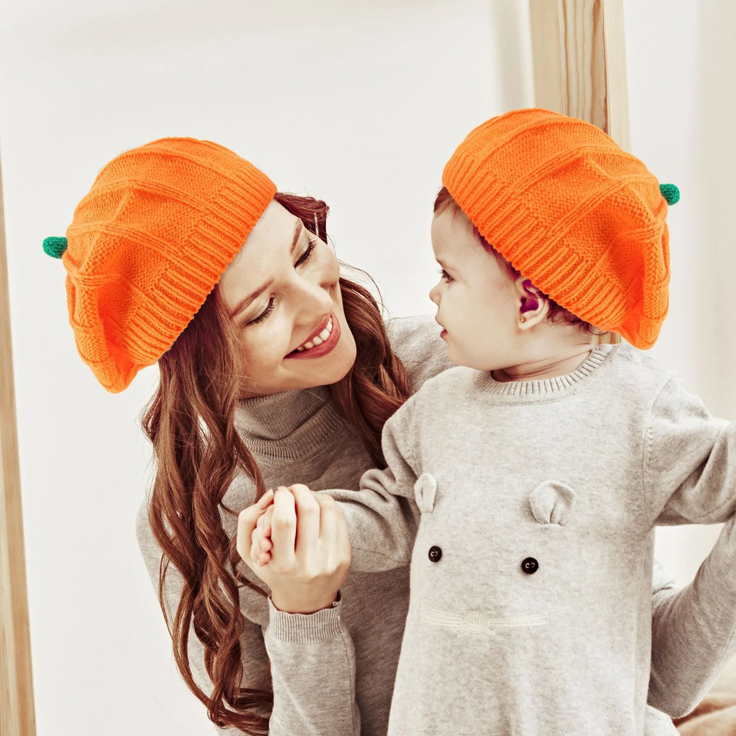 Baby & Me Pumpkin Beanies