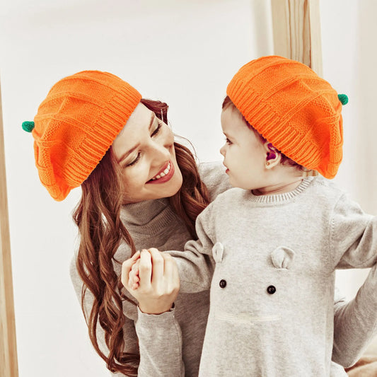 Baby & Me Pumpkin Beanies