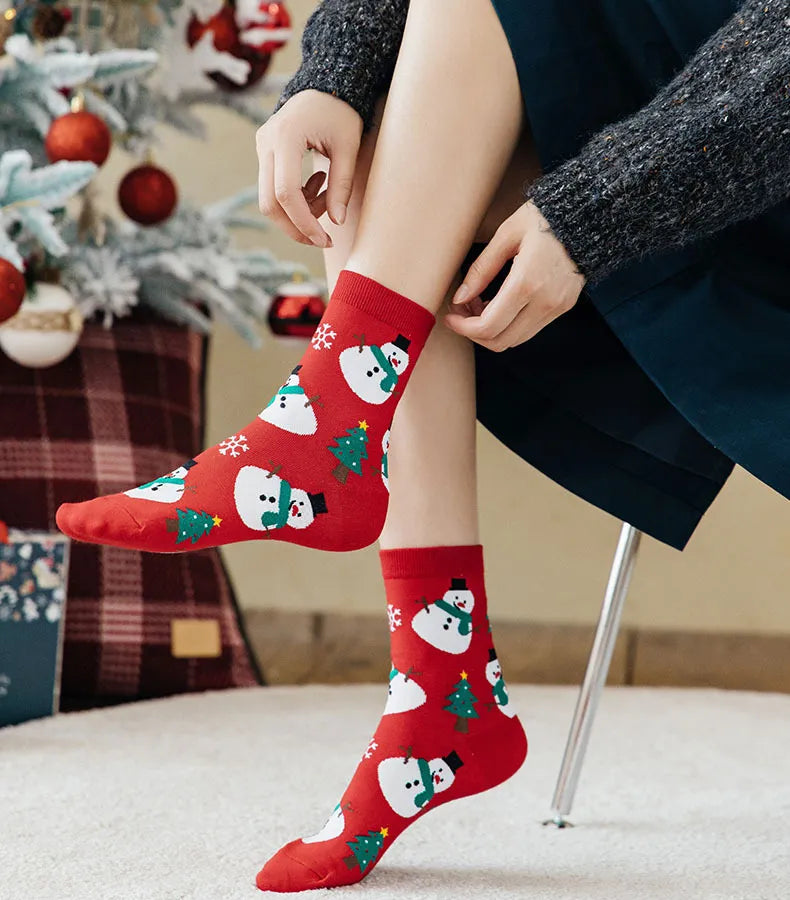 Christmas Print Mid Calf Socks