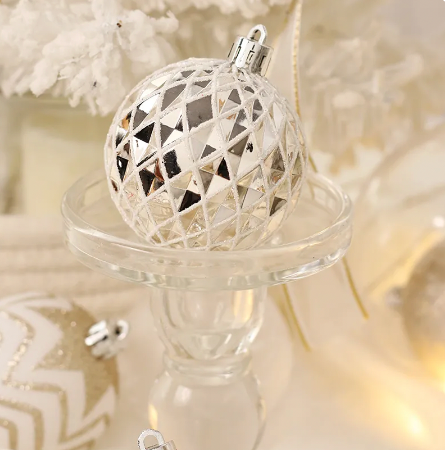 Mixed White Gold Ornament Set