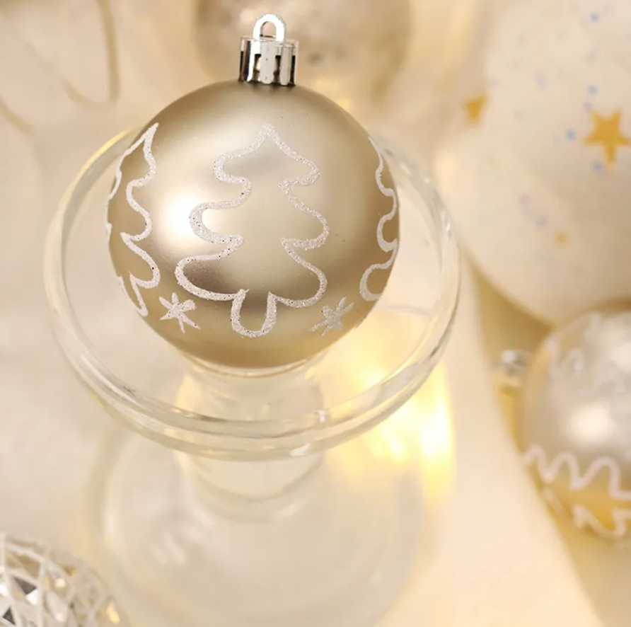 Mixed White Gold Ornament Set