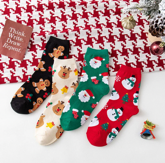 Christmas Print Mid Calf Socks