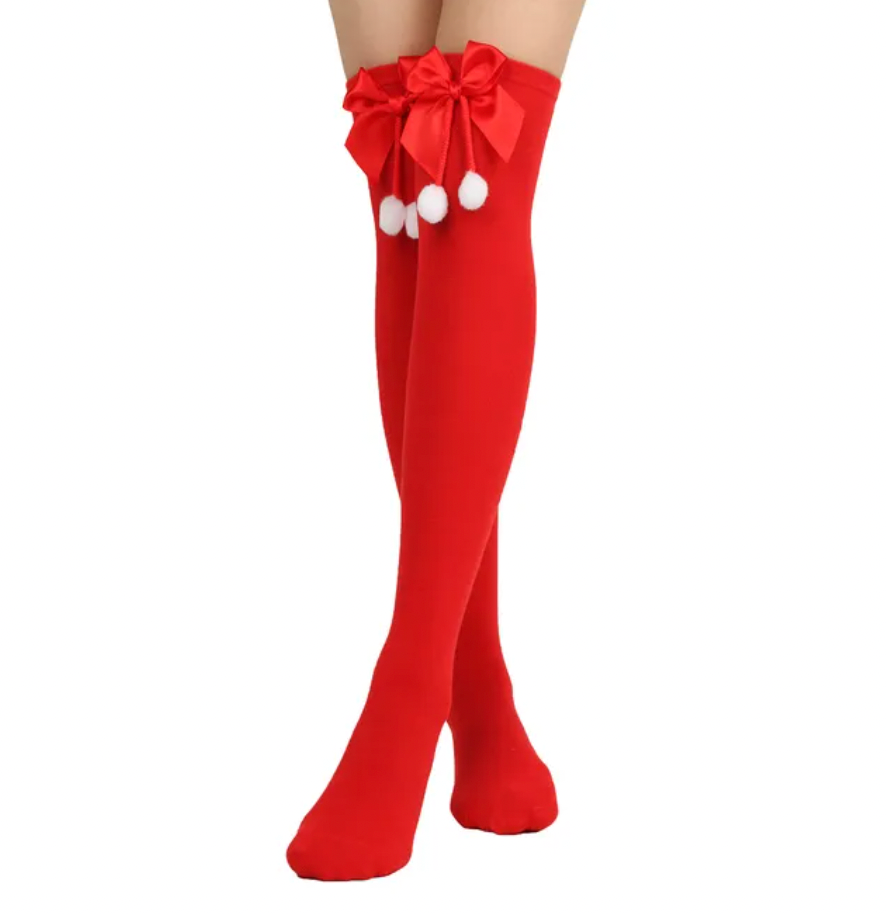 Over-the-Knee Bow Socks