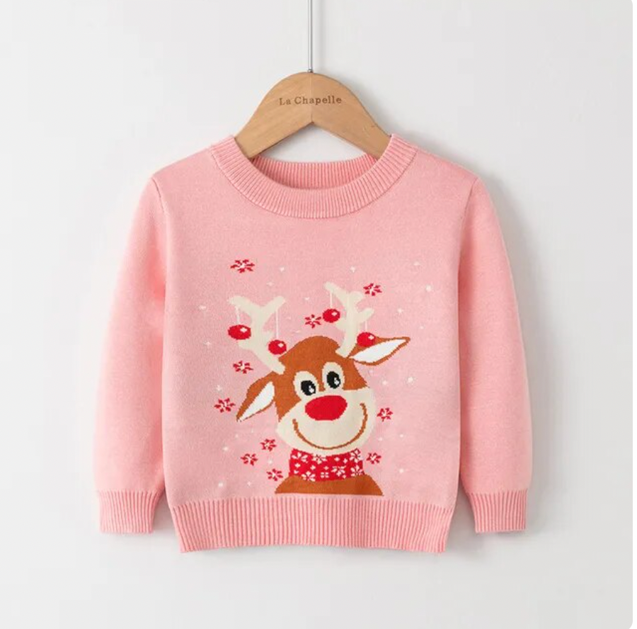 Reindeer Print Girls Sweater