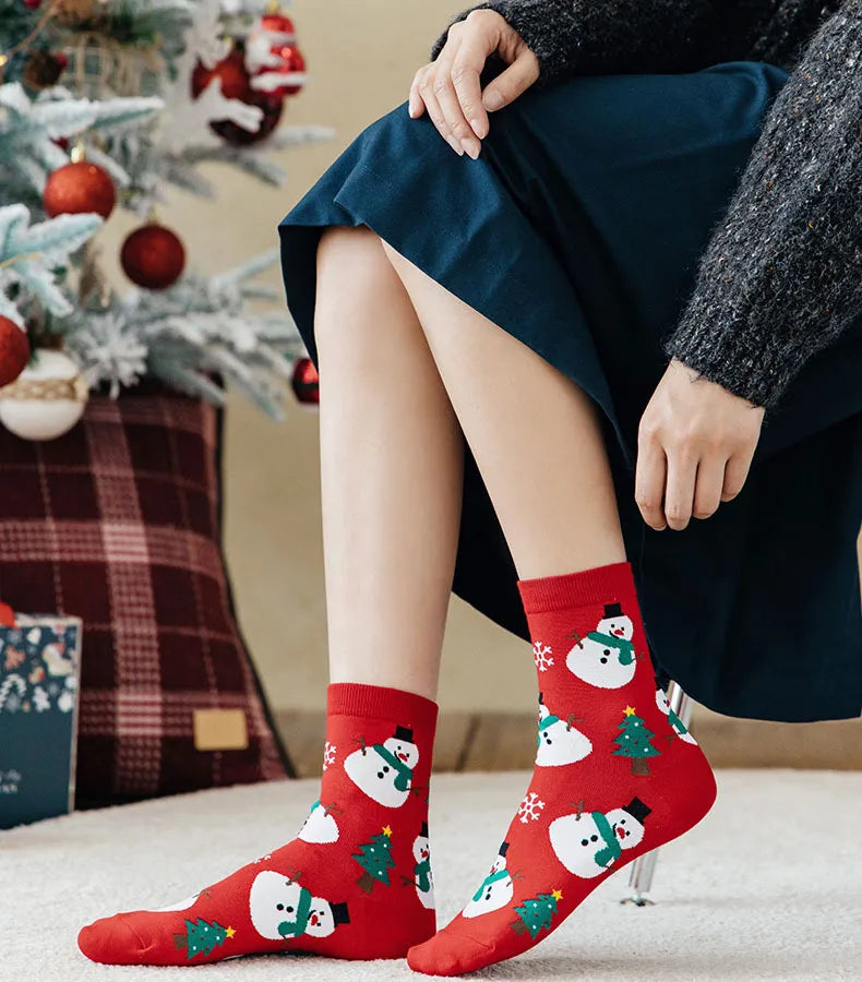 Christmas Print Mid Calf Socks